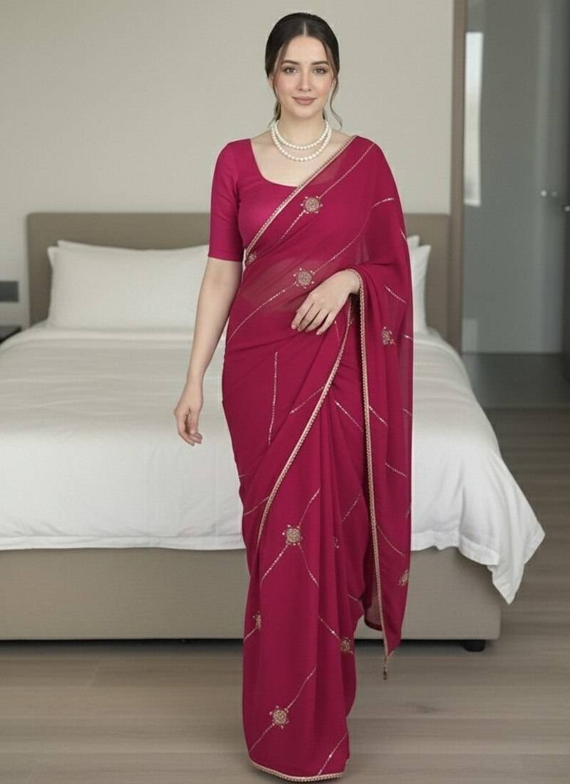 party wear crush silk blend saree
