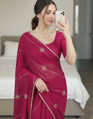 party wear crush silk blend saree 3