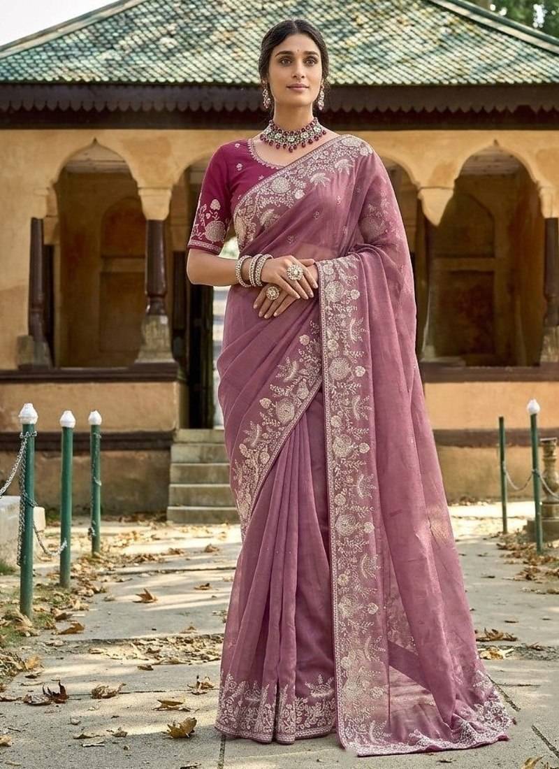 wedding special party wear pure gabana silk blend saree