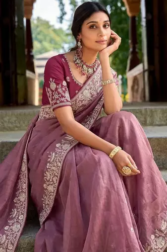 wedding special party wear pure gabana silk blend saree