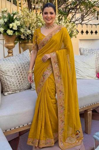 Wedding collection party wear soft star georgette saree