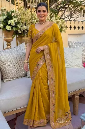 Wedding collection party wear soft star georgette saree