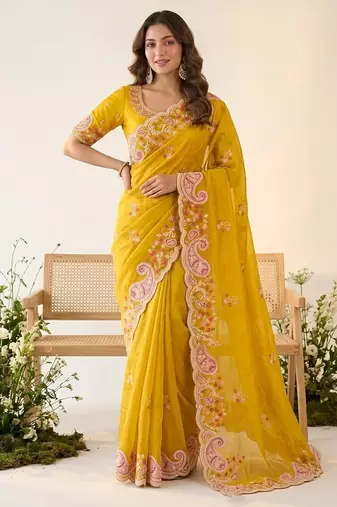 party & wedding wear soft space silk blend saree