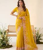 party & wedding wear soft space silk blend saree