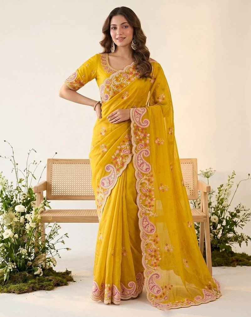 party & wedding wear soft space silk blend saree
