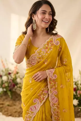 party & wedding wear soft space silk blend saree