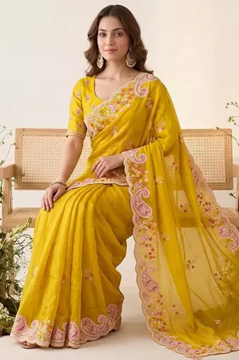 party & wedding wear soft space silk blend saree