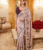 wedding wear pure kanjivarm silk blend heavy embroidery work saree