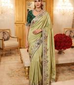 wedding wear pure kanjivarm silk blend heavy embroidery work saree
