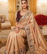 wedding wear pure kanjivarm silk blend heavy embroidery work saree