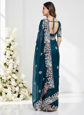 designer rangoli silk blend embroidey saree 3