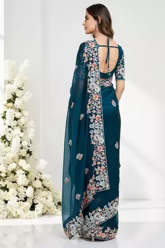 designer rangoli silk blend embroidey saree
