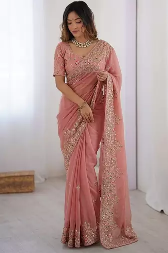wedding special party wear soft nxc moss silk blend saree