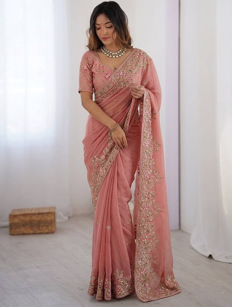 wedding special party wear soft nxc moss silk blend saree