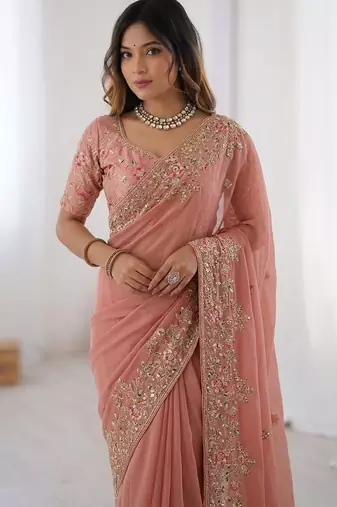wedding special party wear soft nxc moss silk blend saree