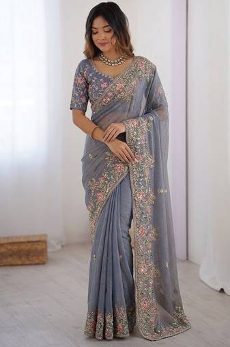 wedding special party wear soft nxc moss silk blend saree