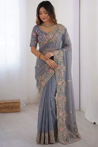 wedding special party wear soft nxc moss silk blend saree
