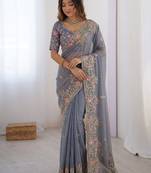 wedding special party wear soft nxc moss silk blend saree