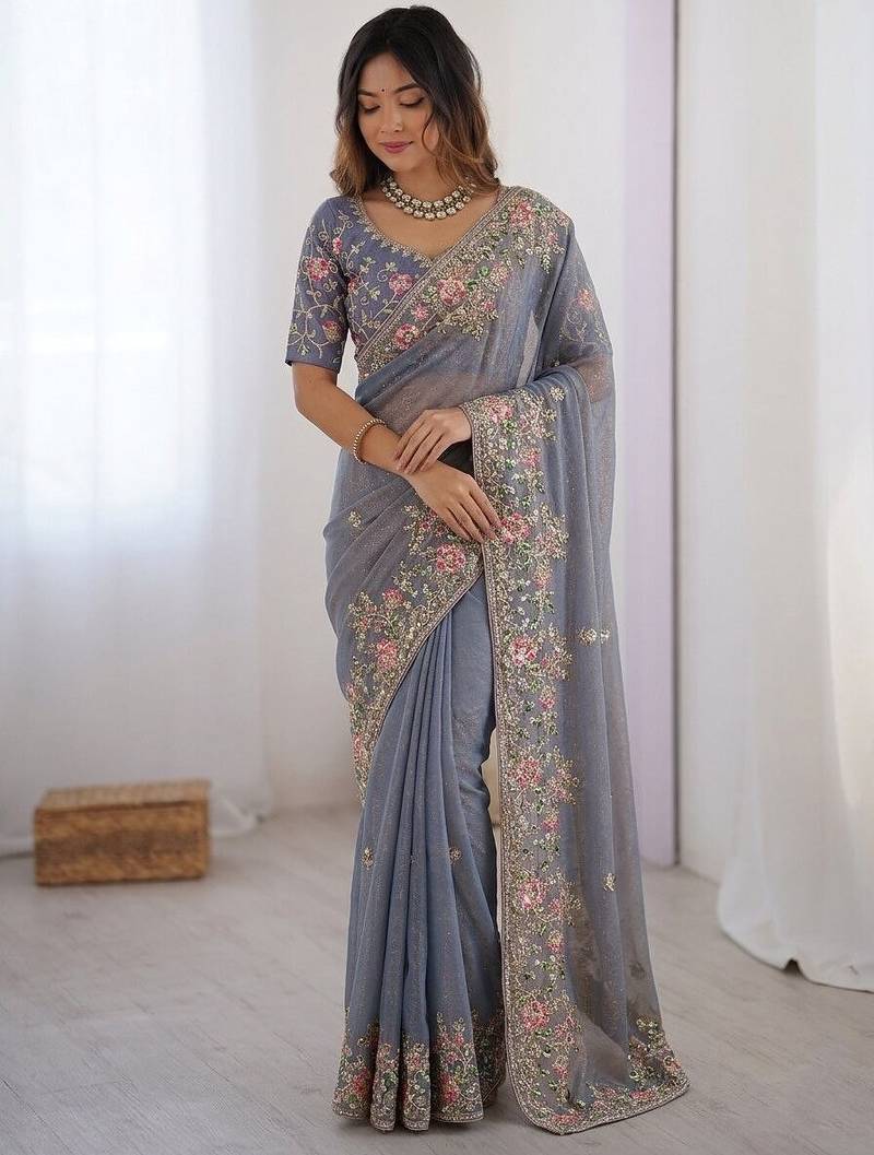 wedding special party wear soft nxc moss silk blend saree