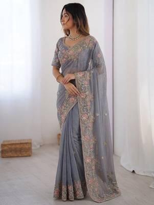 wedding special party wear soft nxc moss silk blend saree 2