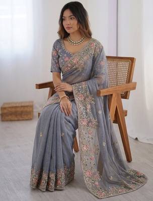 wedding special party wear soft nxc moss silk blend saree 3