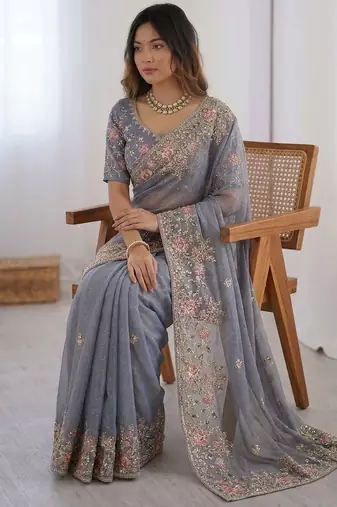 wedding special party wear soft nxc moss silk blend saree
