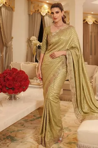 wedding wear pure kanjivarm silk blend beads work saree
