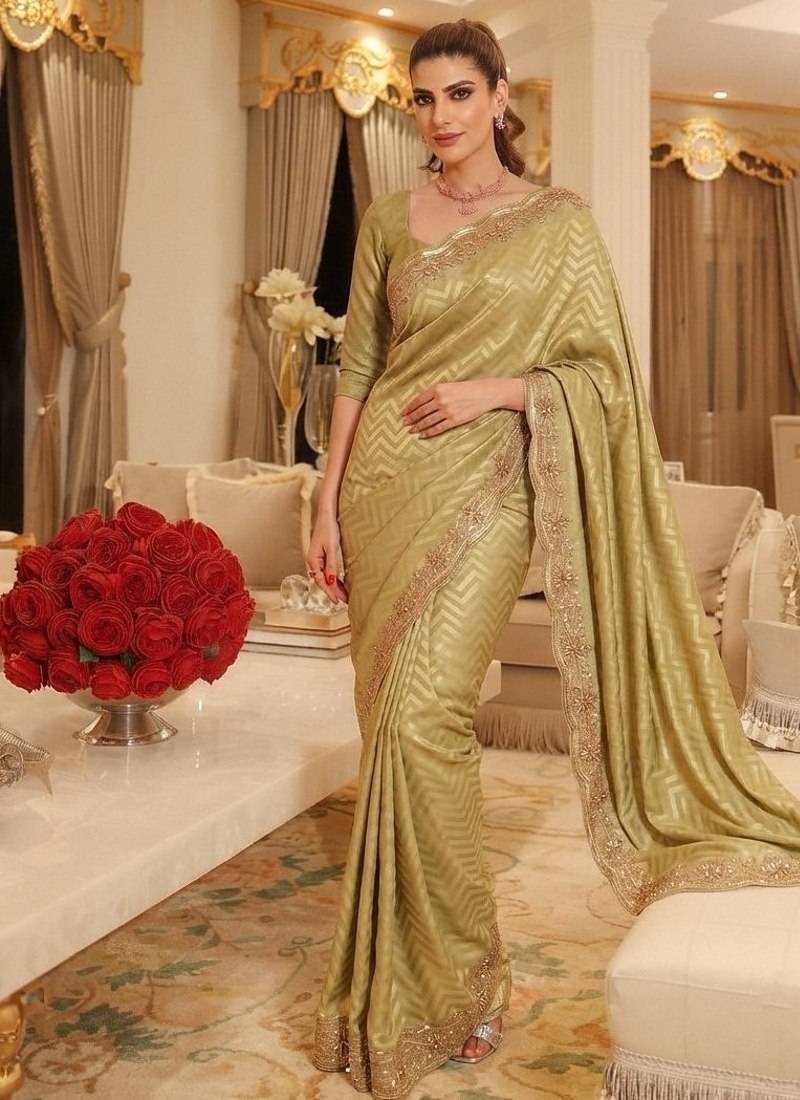 wedding wear pure kanjivarm silk blend beads work saree