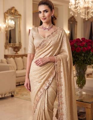 wedding wear pure kanjivarm silk blend beads work saree 2