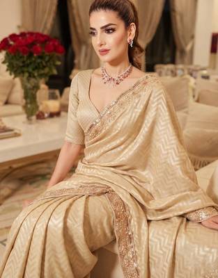 wedding wear pure kanjivarm silk blend beads work saree 3