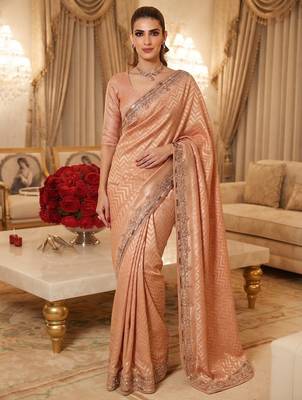 wedding wear pure kanjivarm silk blend beads work saree 1