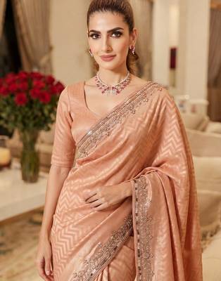 wedding wear pure kanjivarm silk blend beads work saree 2