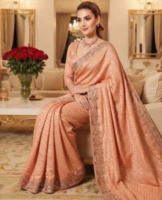 wedding wear pure kanjivarm silk blend beads work saree 3