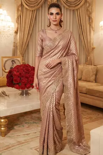 wedding wear pure kanjivarm silk blend beads work saree