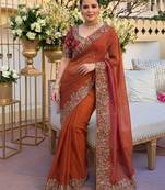 party & wedding wear soft fendy silk blend saree