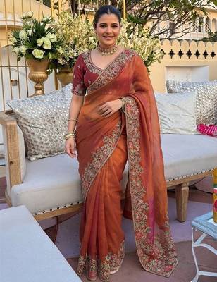 party & wedding wear soft fendy silk blend saree 2