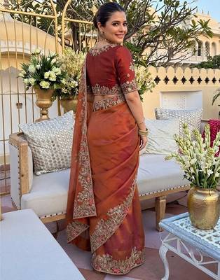 party & wedding wear soft fendy silk blend saree 3