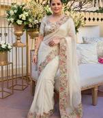 party & wedding wear soft silk blend saree