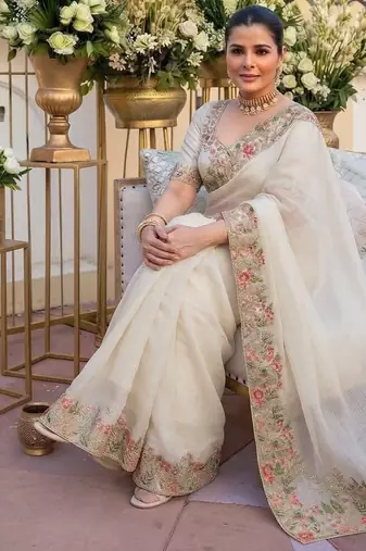 party & wedding wear soft silk blend saree