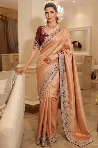 wedding wear pure kanjivarm silk blend heavy embroidery work saree