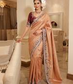 wedding wear pure kanjivarm silk blend heavy embroidery work saree