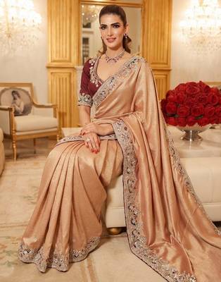 wedding wear pure kanjivarm silk blend heavy embroidery work saree 3