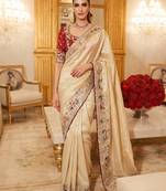 wedding wear pure kanjivarm silk blend heavy embroidery work saree