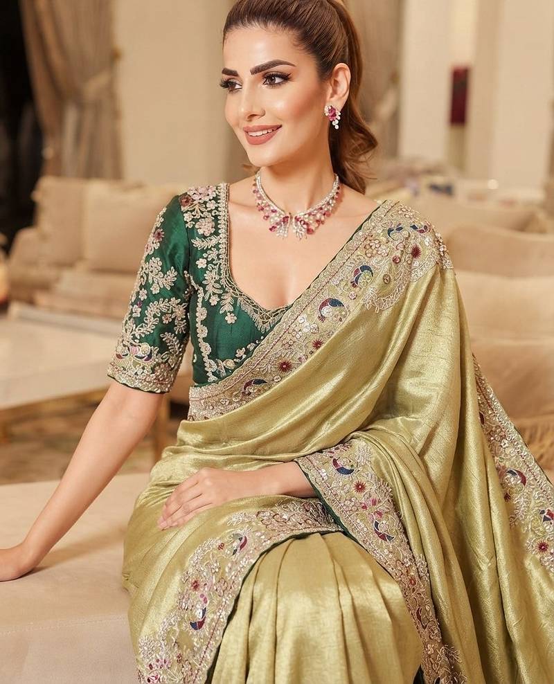 wedding wear pure kanjivarm silk blend heavy embroidery work saree