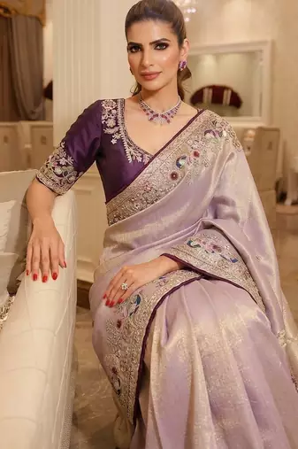 wedding wear pure kanjivarm silk blend heavy embroidery work saree
