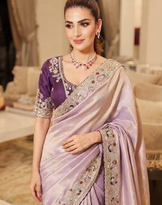 wedding wear pure kanjivarm silk blend heavy embroidery work saree 3
