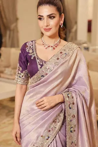 wedding wear pure kanjivarm silk blend heavy embroidery work saree