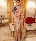 wedding wear pure kanjivarm silk blend heavy embroidery work saree
