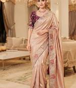 wedding wear pure kanjivarm silk blend heavy embroidery work saree