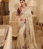 wedding wear pure kanjivarm silk blend heavy embroidery work saree